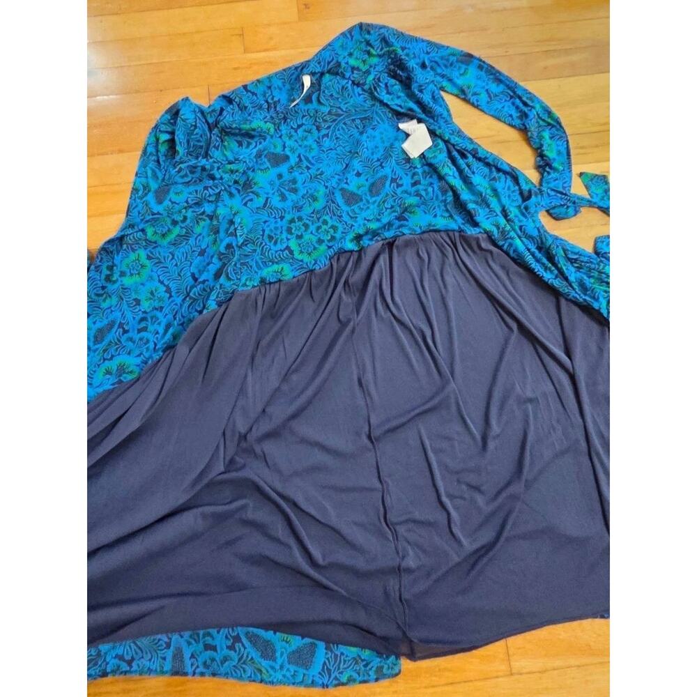 Diane von Furstenberg - Blue & Green Floral & Leaf Print Wrap Dress Sz S A001551 - Picture 8 of 10